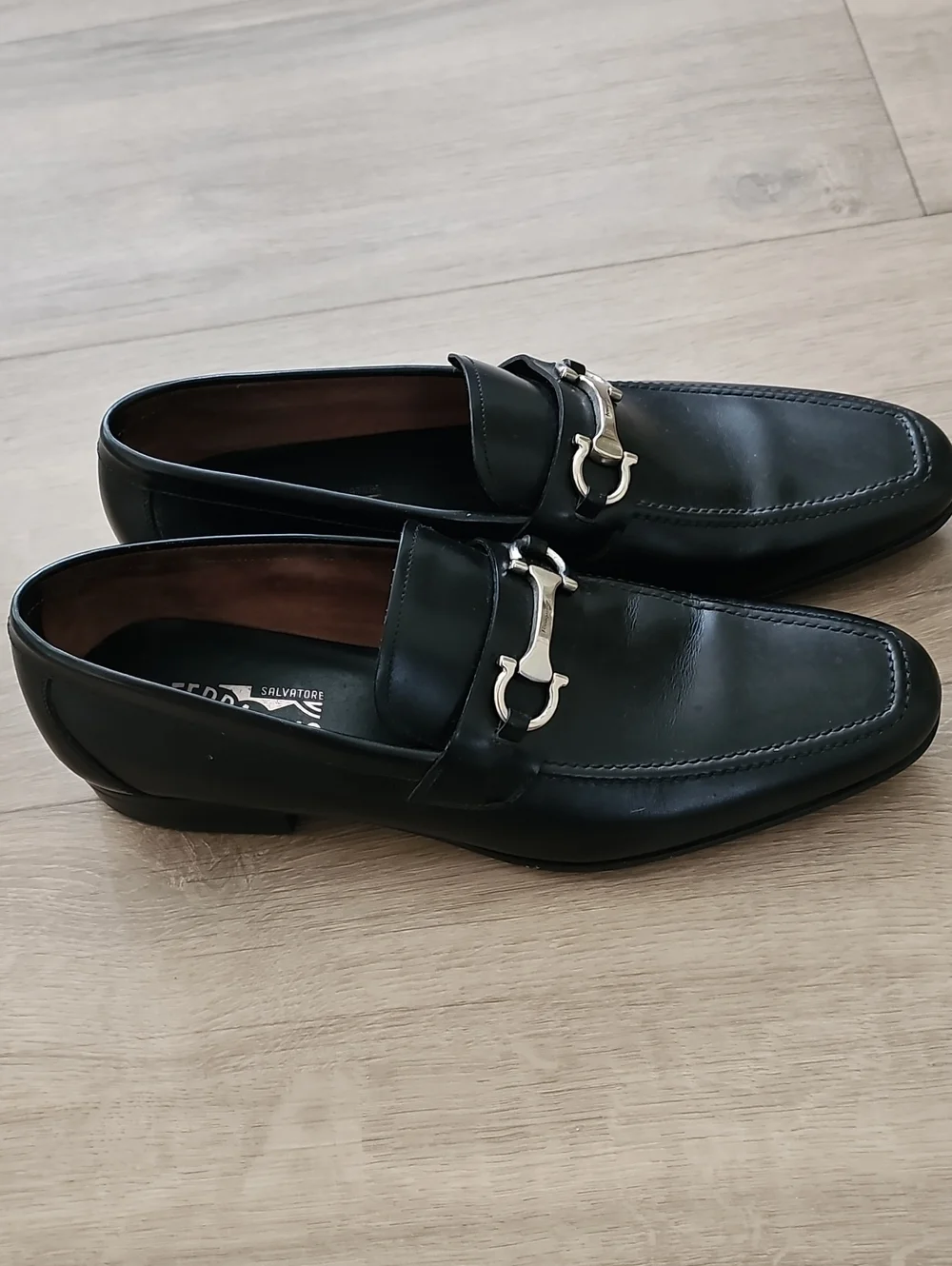 Salvatore Ferragamo Men’s Black Leather Bit Loafers Size 11